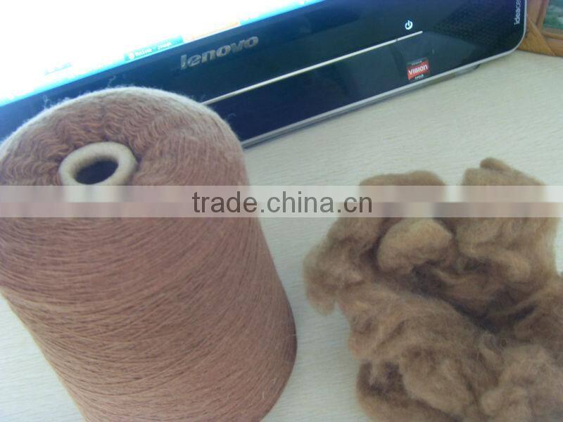 HOT!!! sheep cashmere and the polyester/acrylic blend fiber19.5-22mic & 40-50mm, dyed brown color