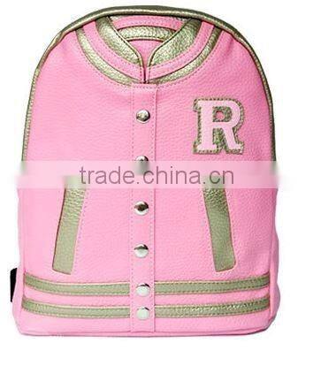 High quality Korean Splice style pu leather girl and boy school backpack bag