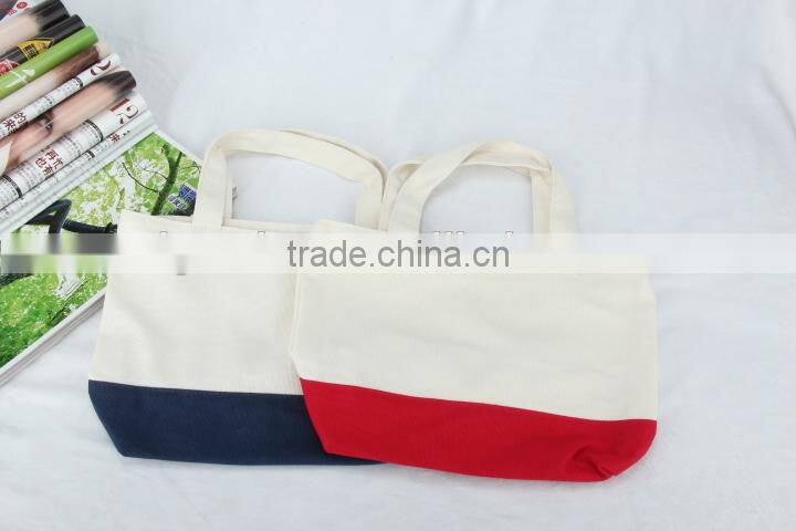 two-tone fabric shopping handbag