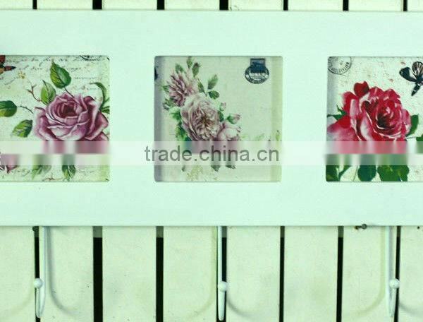 Wooden decorative pictures wall hooks for hanging