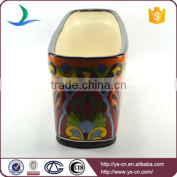 YSfp0008 Hot sale rectangular ceramic flowerpot with handprint design