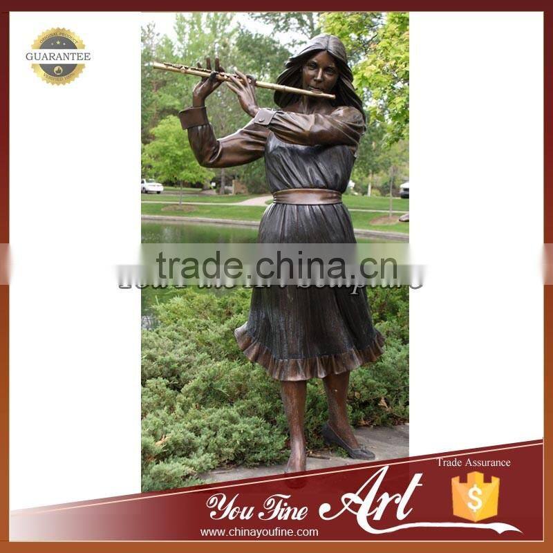 Life Size Bronze Woman Musician Statue