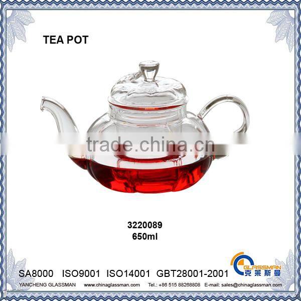 clear borosilicate glass tea pot TP089-3
