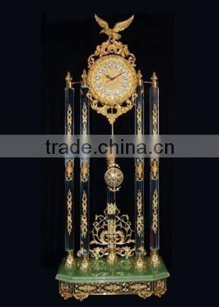 Latest Design Onyx Base Gilt Bronze Floor Standing Clock, Gold Gilt Ormolu Ornate Pendulum Clock