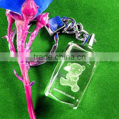 lasered crystal teddy bear keychain