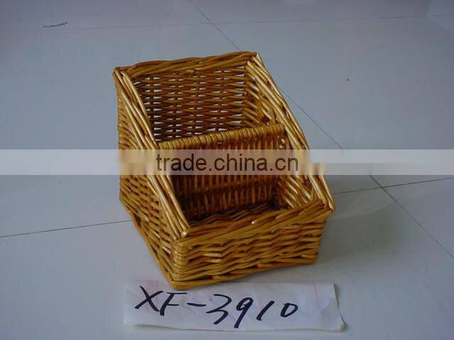 Linyi wholesale exquisite willow pu magazine basket with 100%handmade