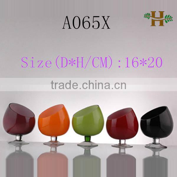 Handmade wholesale glass candle holder, home use colored useful glass vase