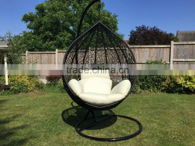 2016 Indoor or Outdoor BLACK Rattan Adult Swing Chair / Pod Garden Patio Furniture