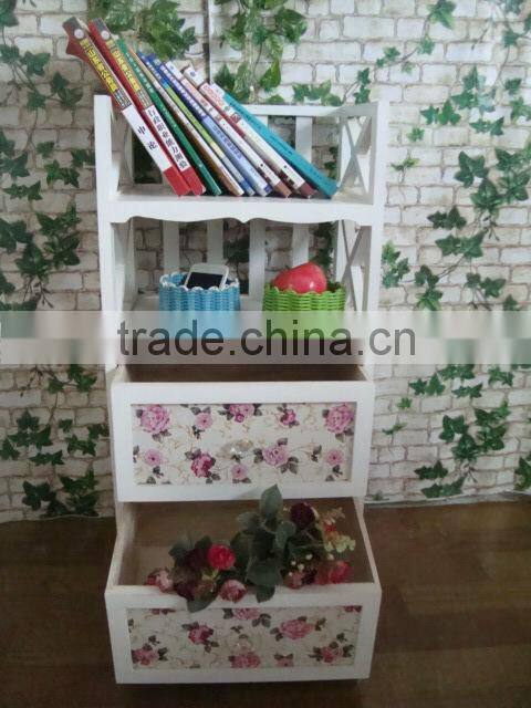 modern design white wooden cabinet with wicker drawers