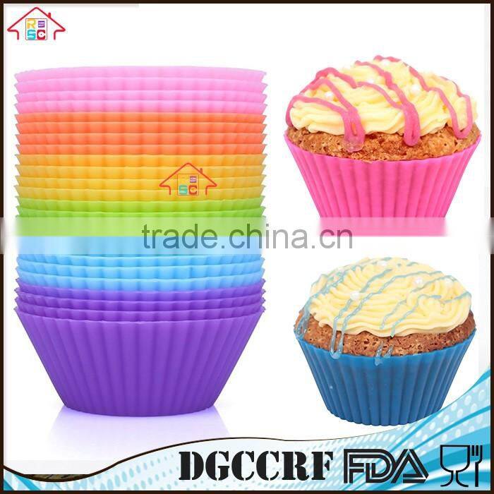 Silicone Baking Cups , 24 Reusable Vibrant Muffin Molds/Cupcake Liners /Mini Chocolate Holders/Truffle Cups, 6 Vibrant Colors