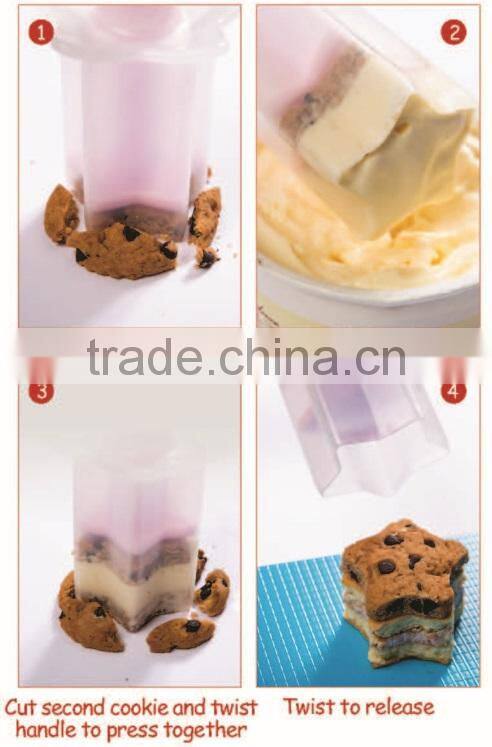 Plastic Mini Ice Cream Sandwich Maker,Home Portable Ice Cream Sandwich Maker and Cutter for Kids