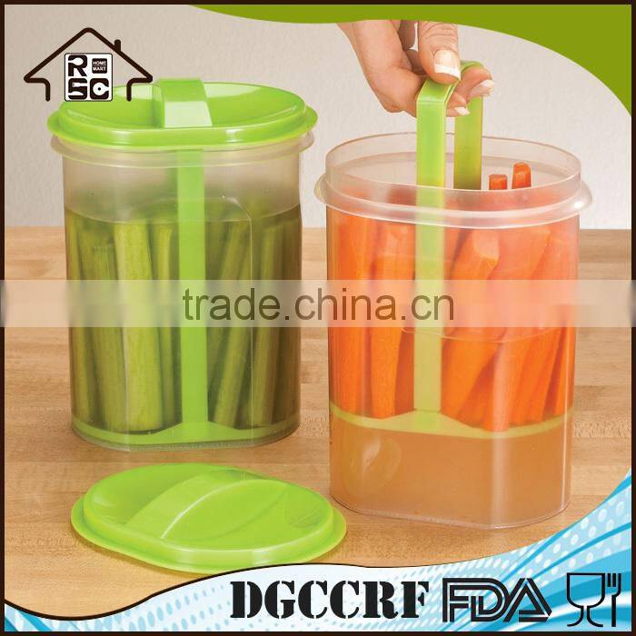 Food Grade Plastic Pickle Jar with Strainer, Clear Plastic Vegetable Storage Container for Pickle