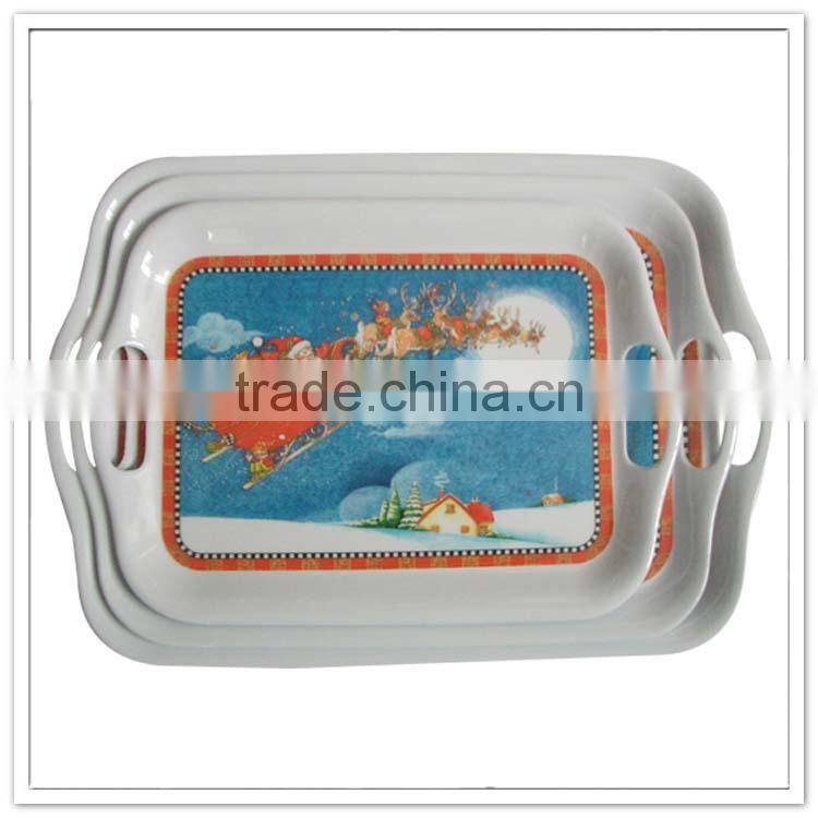 Bob- sleigh & deer printing 3pcs Christmas customize skidproof plastic bar tray