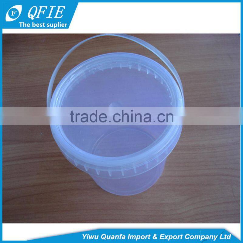 Wholesale 1 Litre empty transparent and white plastic bucket with handle