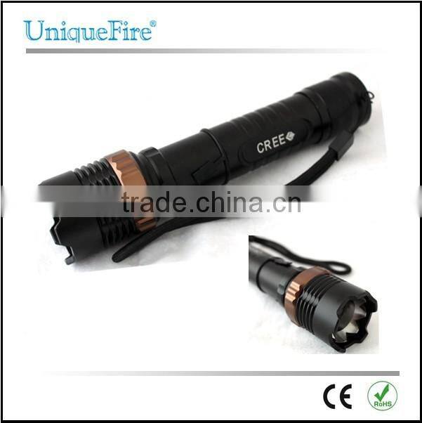 uniquefire rechargeable adjustable focus flat 3.7v 300 lumen led torch