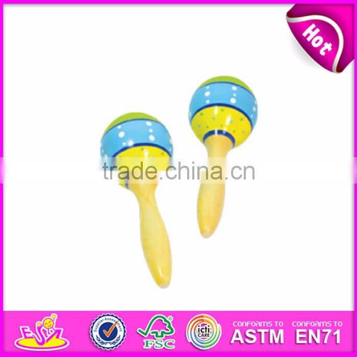 2017 Handmade toy percussion instrument wooden baby maracas for sale W07I059