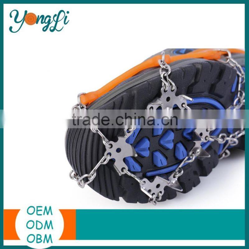 China Shoes Factory Rubber 18 Teeth Universal Anti Slip Ice Cleats Crampon