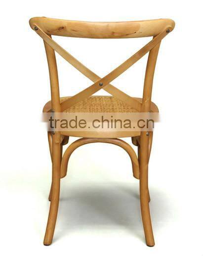 Cross-Back Light Brown Oak Banquet Party Chair