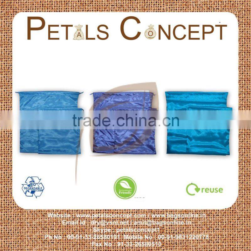 Poly silk fabric draw string bag