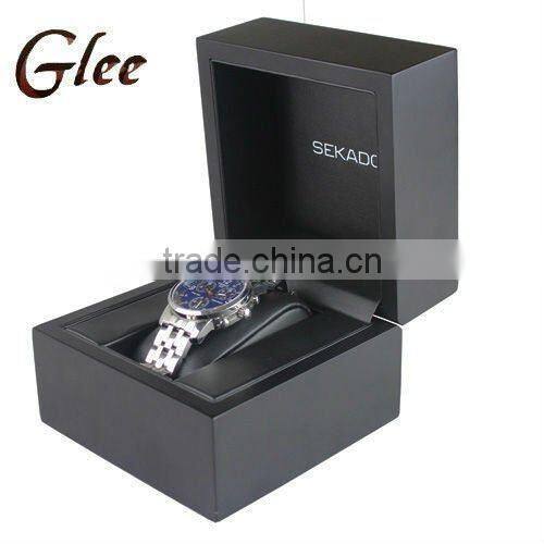 Screen logo black paint wooden watch box
