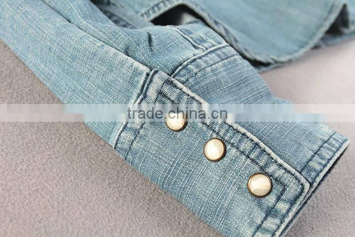 Women denim shirt/blouse, long sleeve shirt/blouse, Women vintage denim shirt/bouse, stone washed denim shirts/blouse