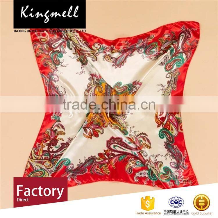 Custom fashion bright color digital printed silk hijab scarf