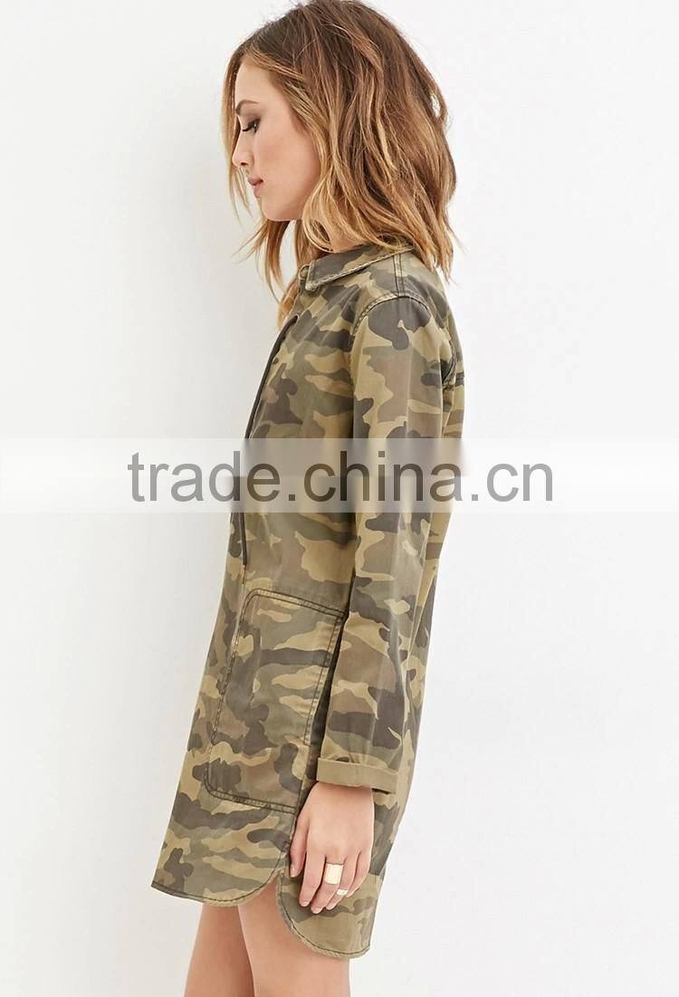 2015 Jeans camo military shirt dress