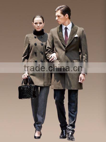 2015 Latest style winnter couple overcoat long wool coat
