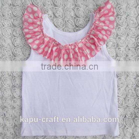 Boutique Baby Girl White Cotton Tank Top Manufacturer With Satin Ruffle