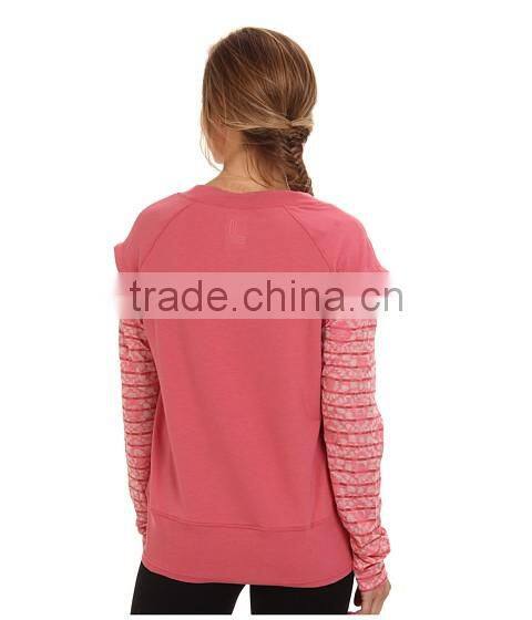 women false two-piece sweatshirt with scoop neckline features adjustable collar