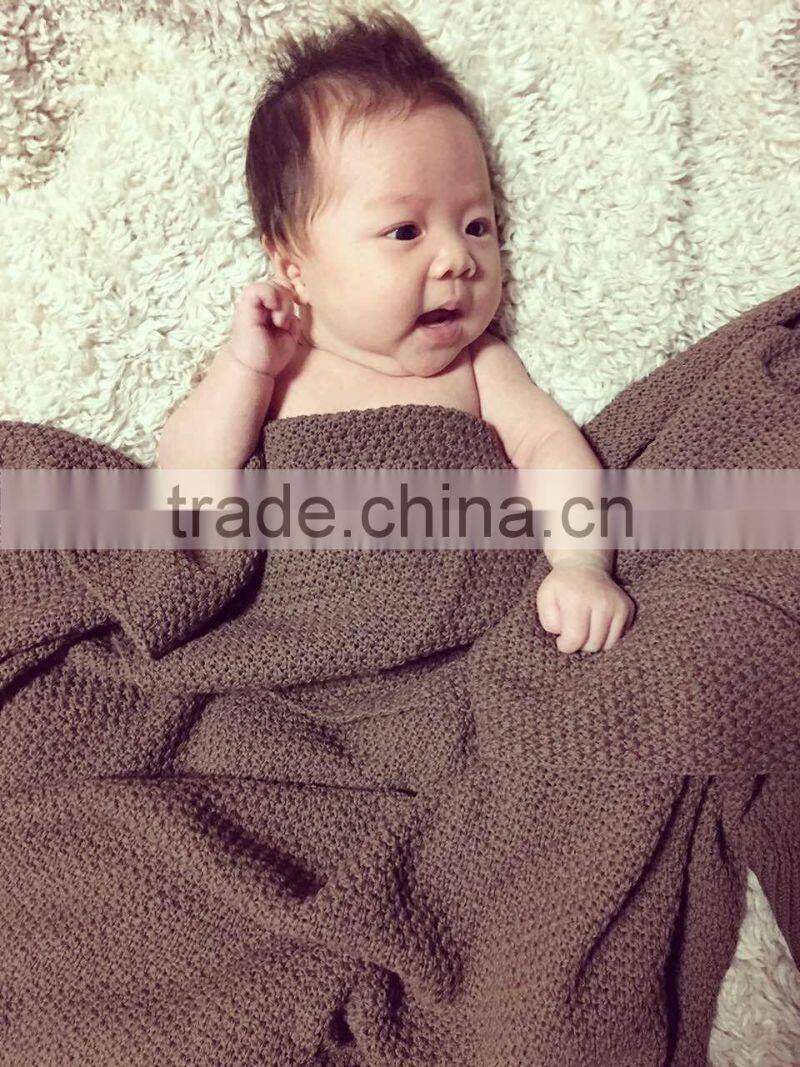 size 80 and 135cms 100% cotton waffle weave knitted breathable air conditioning newborn baby blanket