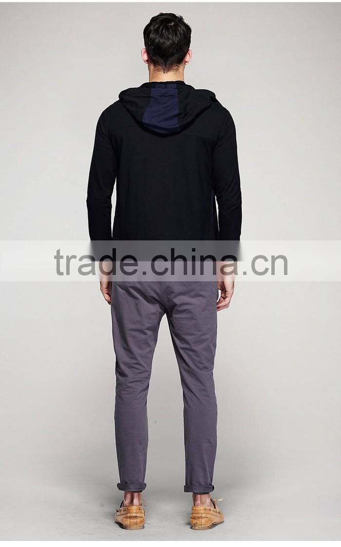 Comfortable mens contrast plain zip-up hoodie for man