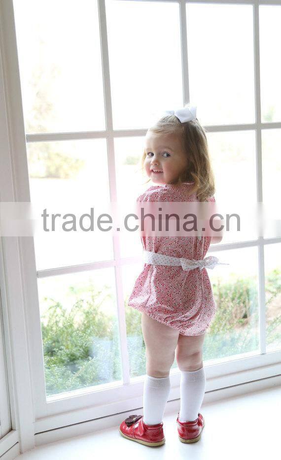 Infant Baby Girls Pink Bubble Flower Printed Cute Romper