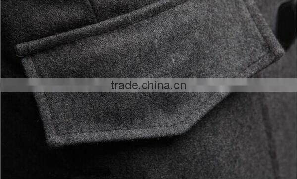 Hot sale cotton and polyester mixed stand collar with hat black and gray 4 size for choice woolen men coat clothing