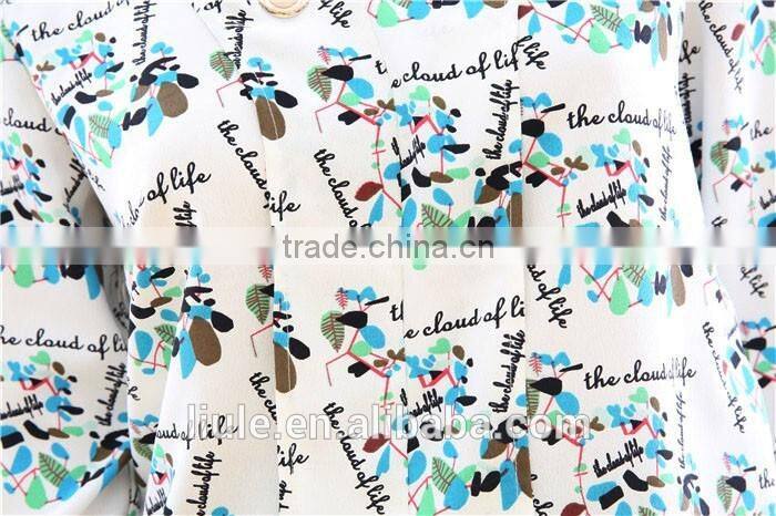 Ladies new summer fashionable printed V neck design long sleeve blouse