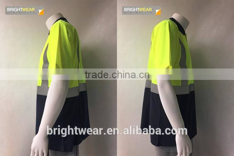 Hi vis 100% polyester reflective birdeye safety flame retardant polo shirt