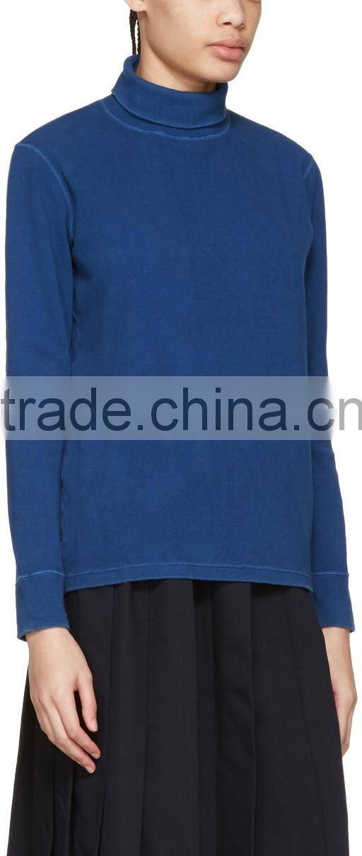 Custom Made Rib Knit Stretch Cotton Polyester Blended Turtleneck Pullover