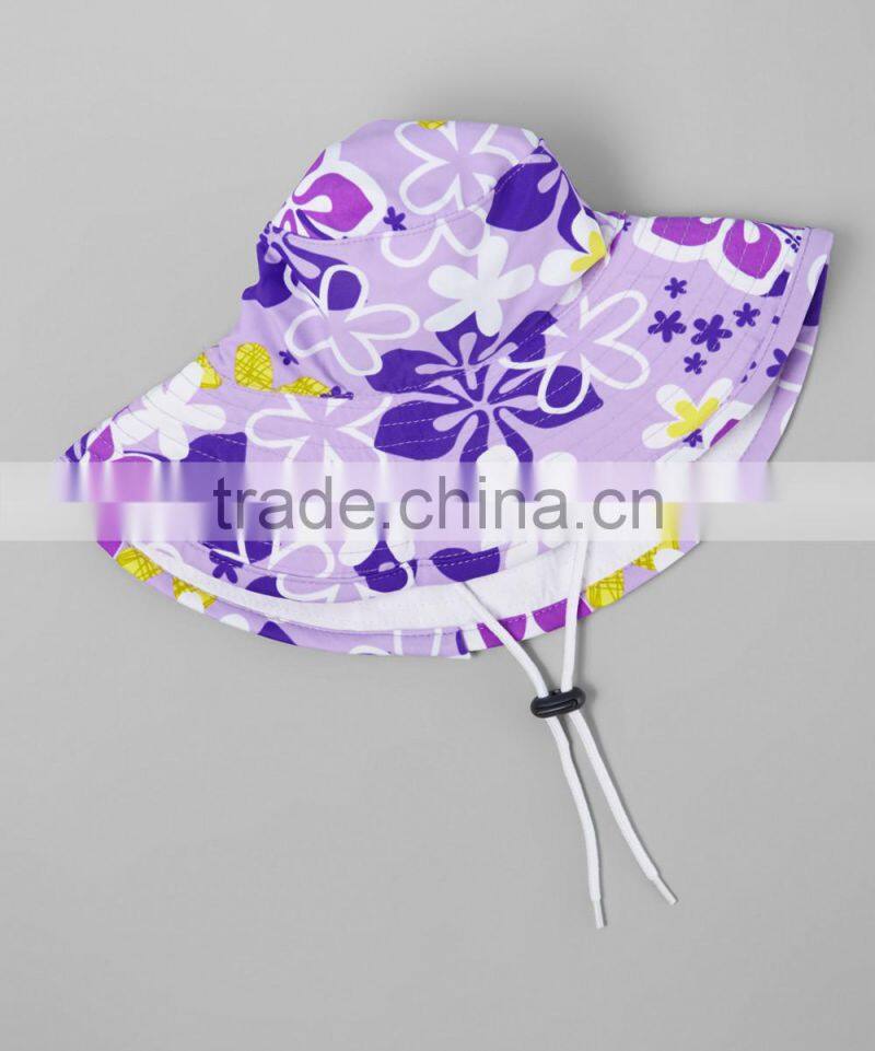 Latest Girl Hat With Purple Floral Bucket Hat Girl Flower Hat Girls Wear A-NP-KC905-314