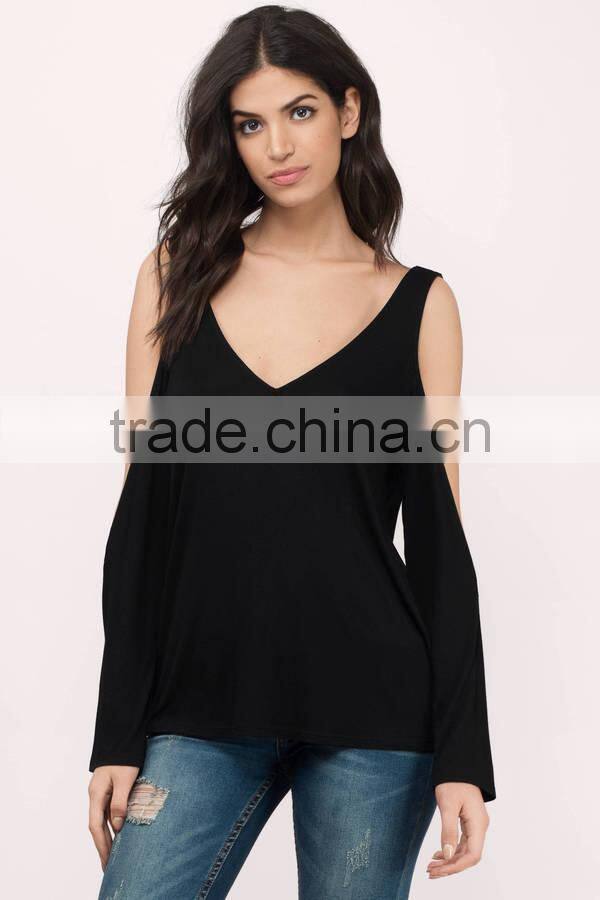 2017 latest fashion design sexy women clothing black lady top