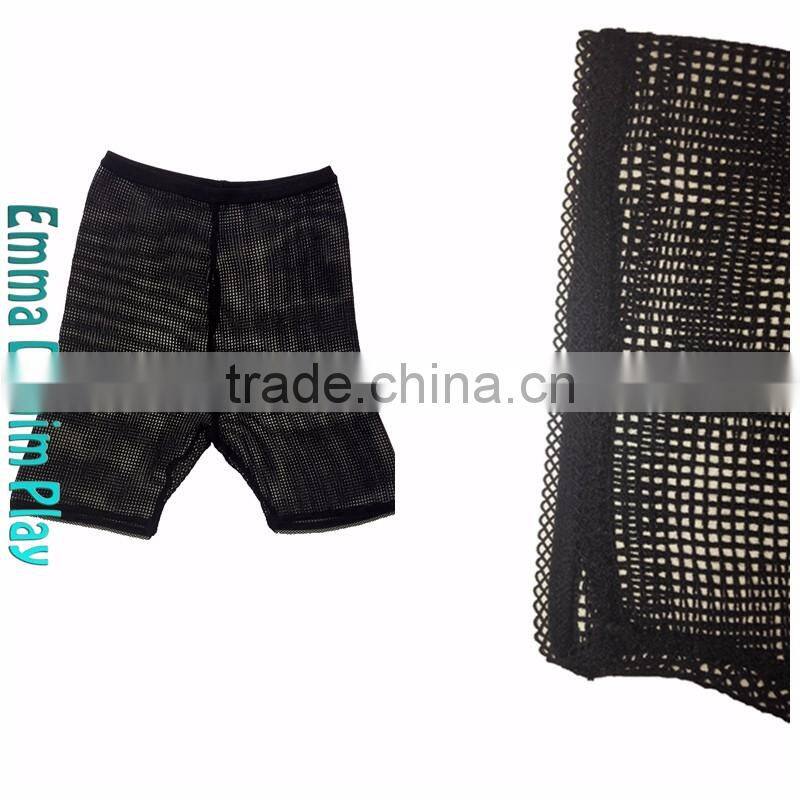 Ladies Lace Trimming Black Fishnet Shorts