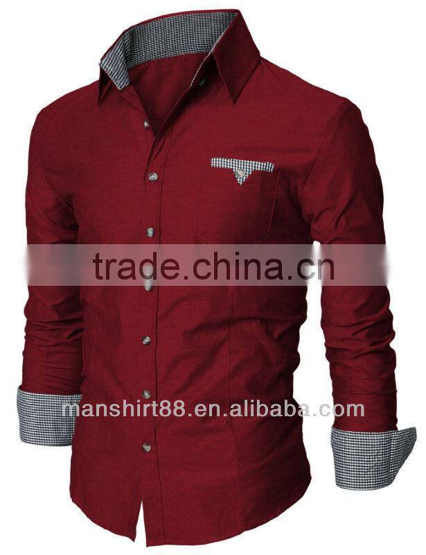 men's stylish model contrast collar slim fit casual camisas