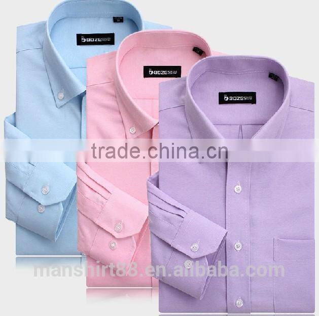 2017 latest long sleeve full cotton light blue button down oxford shirt