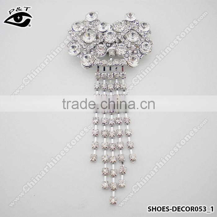 Tassel Silver Decorative Ornaments Clip On Rhinestones Metal Shoe Clip for Wedding Shoe Accessories