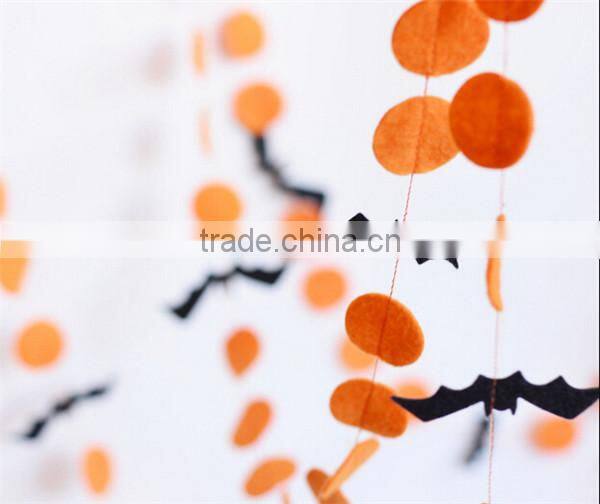Felt Orange and black Halloween garland, Bat garland, Halloween decorations