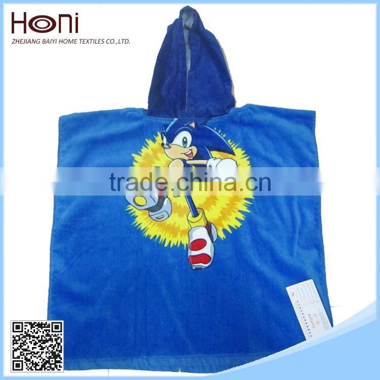 Animal Design Cotton Terry/Terry Velour Kids Beach Towel Hoodie