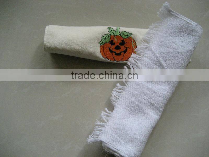 100% cotton velour embroidery fringe face towel