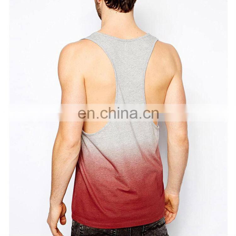 Gym Fitness Wear Sleeveless 100% Cotton Customized Dip Dye Mens Tank Tops