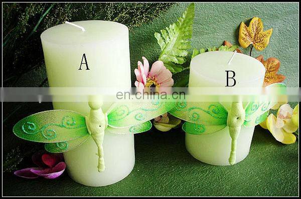 Blue Nylon butterfly bulk pillar candle for home decoration