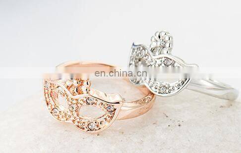 Korean version of the high-quality fashion mask gilded gold crystal ring tail ring girl gift ring
