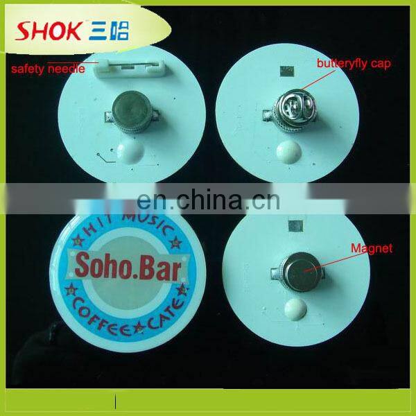 2015 novelty different shape customized led flashing badges for garment